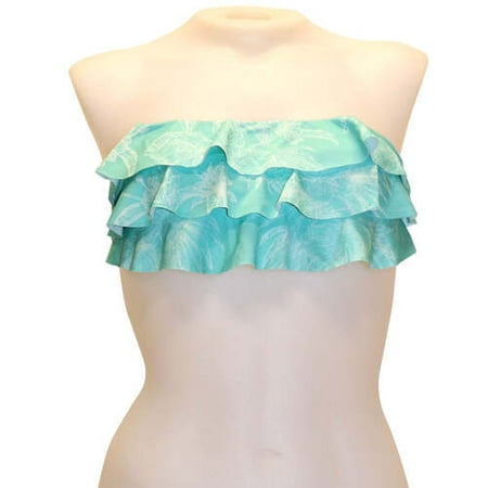 Loco Boutique Lagoon 3-Tier Flounce Bandeau Bikini Top Color: MINT  Size: S