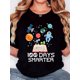 thumbnail image 1 of Women'S T-Shirt, "Space And Official Book 100DAYS" Print, Retro Minimalist Fashion, Round Neck, Casual Comfort, Sports Short Sleeve T-Shirt, 1 of 6