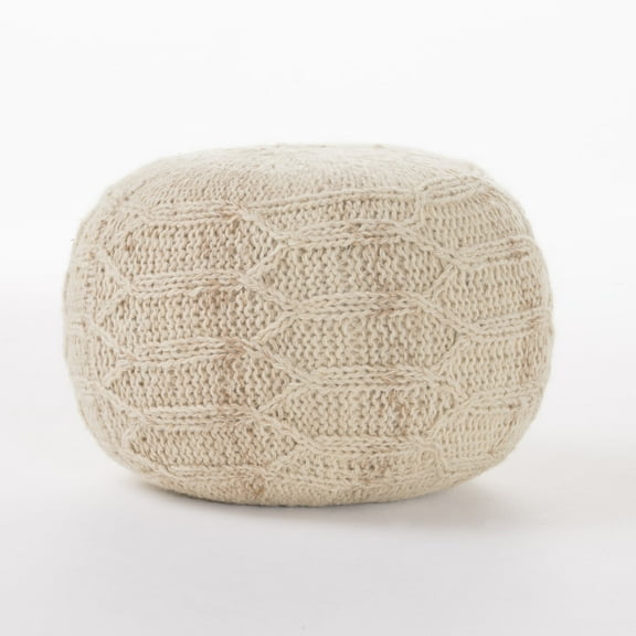 Magnolia Handwoven 100% Wool Pouf