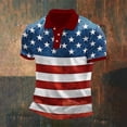 thumbnail image 2 of WAYUTE Men Polo Shirts 4th of July Freedom Shirt Short Sleeve Button Closure Independence Day Stars and Stripes Patriotic Casual Outdoor, 2 of 4