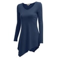 thumbnail image 2 of Doublju Womens Long Sleeve V-Neck Tunic Handkerchief Longline Tunic T-Shirt Dress, 2 of 3