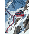 thumbnail image 4 of Snowy Mountain Scenery Banner with Red Cable Cars and Pathway, Winter Theme, Mountain Elements, Backdrop Decor for Winter Parties Ski Events Adventure Gatherings, 4 of 7