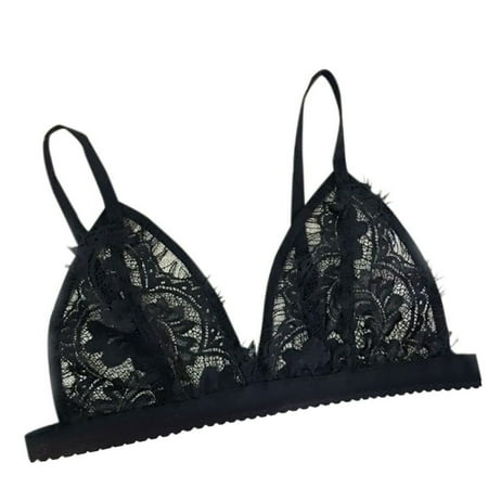 

Women Hollow Translucent Underwear Sheer Lace Strap Lingerie Bra Top Bustier