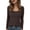 Brown, variant on Long Sleeve Shirts for Women Y2k Lace Sleeve Patchwork Scoop Neck Slim Fit Blouse Going out Tops 2026 Spring Trendy Outfits