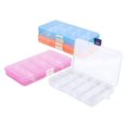 thumbnail image 1 of Estuche organizador con compartimentos pequeños, 4 cajas de plástico ajustables de 15 rejillas con divisores, contenedor de almacenamiento vacío, 1 of 3