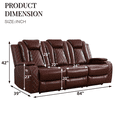 thumbnail image 4 of Leather Recliner Sofa Set with LED Lights,Power Reclining Sofa with Double Recliners/USB Port/Cup Holder for Living Room/Home Theater(3-Seater,Wine Red), 4 of 6