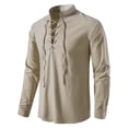 thumbnail image 2 of Blusa informal de lino y algodón para hombre, camisa de manga larga con solapa inclinada, Estilo Vintage para Yoga, primavera y otoño, novedad de 2023, 2 of 4