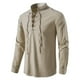 thumbnail image 2 of Blusa informal de lino y algodón para hombre, camisa de manga larga con solapa inclinada, Estilo Vintage para Yoga, primavera y otoño, novedad de 2023, 2 of 4