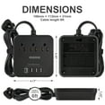 thumbnail image 5 of ONDOG Power Strip - 3 AC Outlets and 4 USB Ports (1 USB-C), 5 ft Extension Cord Without Surge Protection Cruise Approved, Black, 5 of 8