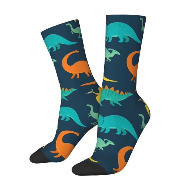 Wukai Hand Drawn Seamless Print Contrast Color Mid-tube Socks, 3D Printing Design Adult Socks, High Elastic Breathable Sports Socks, Suitable for Daily,Unisex