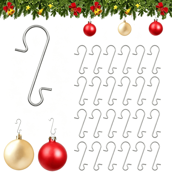 LQSEO 120Pcs Ornament Hooks,Christmas Ornament Hangers Stainless Steel S-Shaped Hangers for Xmas Decoration Christmas Tree Decoration New Year Party,Durable Christmas Ornament Hooks