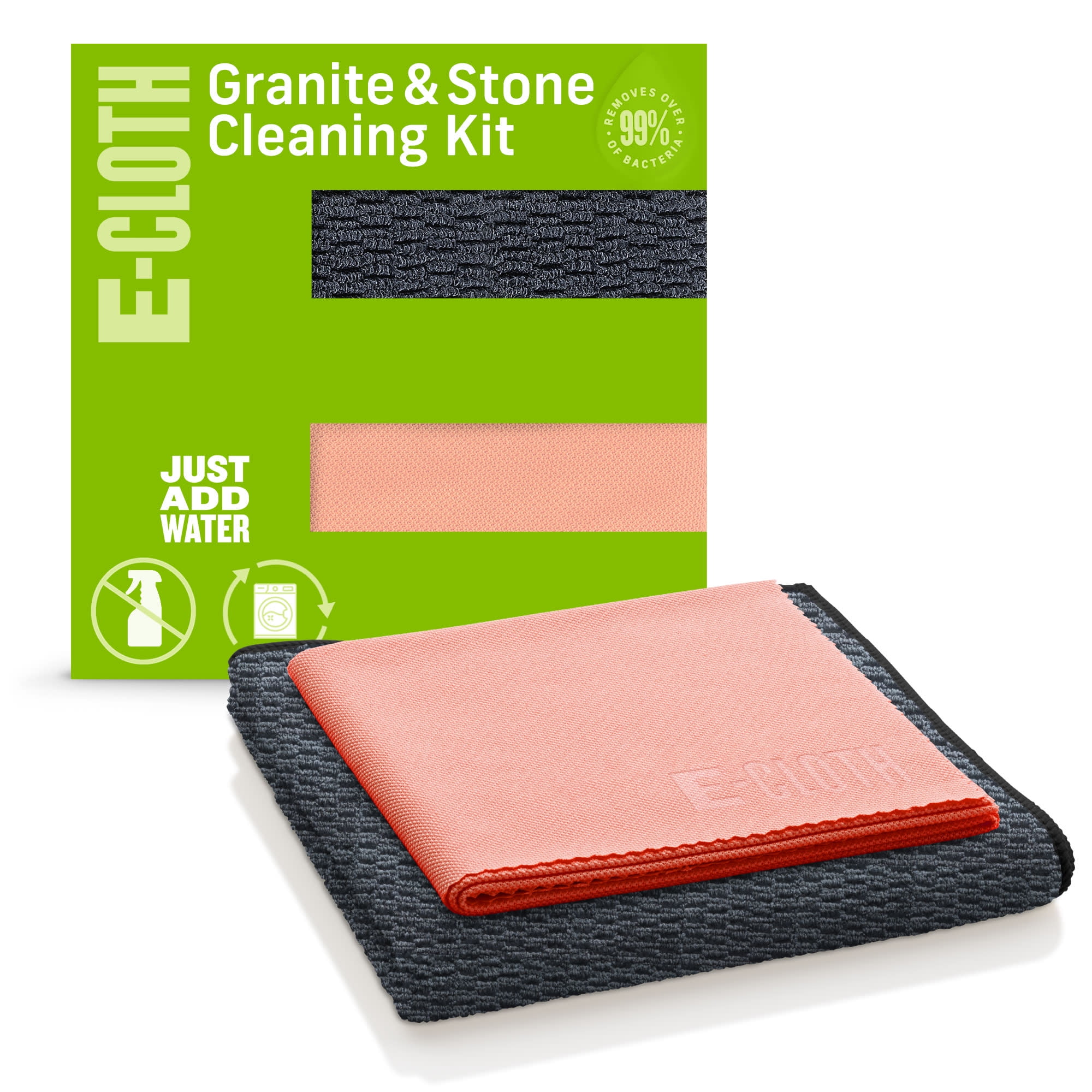 E-Cloth Granite & Stone Cleaning Kit, Premium Microfiber Cleaning Cloth, 2 Cloth Set