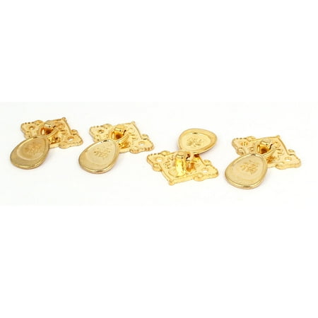 Wooden Jewelry Box Metal Retro Style Pull Handles Knob Gold Tone 38x34x8mm 4pcs