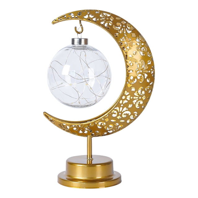 Agiferg LED Iron Moon Lamp Ball Lamp Muslim Festival Decorative Lamp Bedroom Table Lamp Atmosphere Modeling Lamp