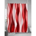 thumbnail image 5 of Boanket Polyester Fabric Red Striped Shower Curtain, Modern Gradient Geometric Ripple Stripes Waterproof Bathtub Curtain Bathroom Decor Set with Hooks 66 x 72 Inches,, 5 of 6