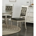 thumbnail image 4 of Traditional Formal Round Dining Table 4x Side Chairs Tufted Back Seats Upholstered Kitchen 5pc Set Silver Dining Room Furniture, 4 of 8