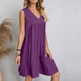 thumbnail image 4 of Purple Dresses for Women Fall Summer Sleeveless V Neck Spandex Midi Knee High Lounge High Waisted Plain Dresses Women 2025 Clothing Fashion Country Concert L, 4 of 8