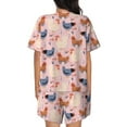 thumbnail image 6 of Uemuo Funny Chicken Pattern Women's Short-Sleeved Pajama, Button-Front Loungewear, 2-Piece Summer Sleepwear, Elastic Drawstring Shorts-X-Large, 6 of 7