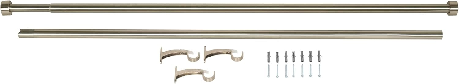 Deco Window Minimalist 1 Inch Solid Pluto Adjustable Single Curtain Rods, 44 - 120 Inch