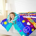 thumbnail image 4 of Manfei Peace and Love Bedding Comforter Set for Kids, Cartoon Groovy Floral Twin Comforter Sets, Love Heart Reversible Bedding Set, Luxury Bedroom Decor, 2 Pieces, 4 of 8
