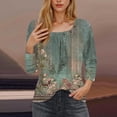 thumbnail image 5 of Blusas para las Mujeres Casual 3/4 Manga Impresa Camiseta Superior, Blusa Ligera para Diario, Fecha, Compras Y Primavera Otoño Desgaste, 5 of 5