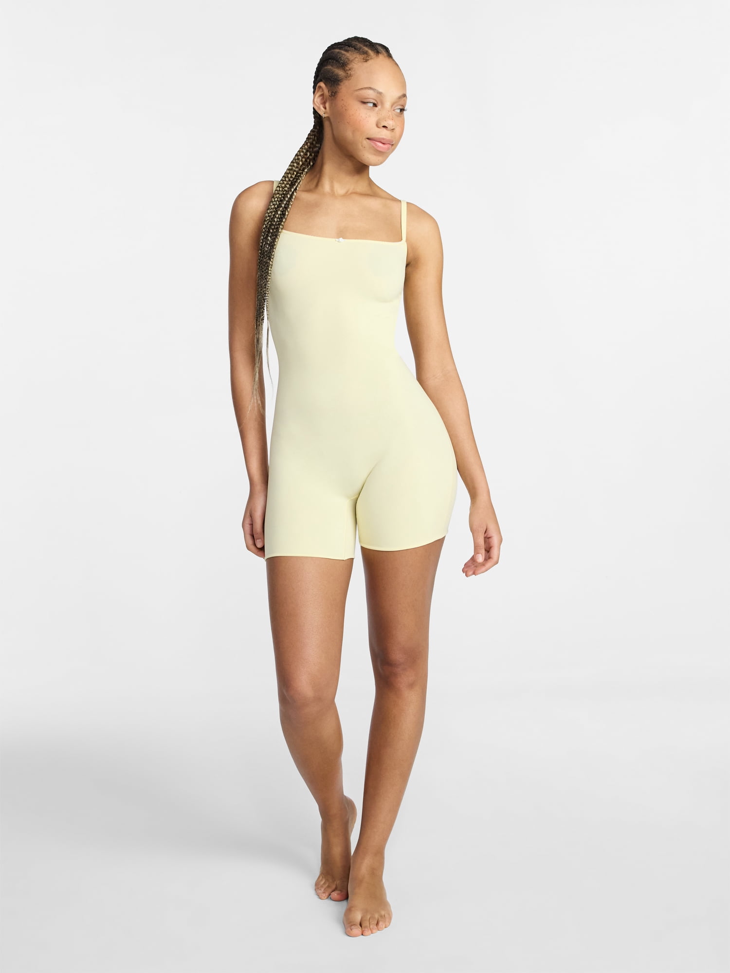 No Boundaries Fit Stretch Picot One Piece Romper, Women's XS-XXXL