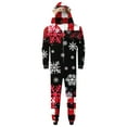 thumbnail image 2 of Christmas 2PC Jumpsuit Pajamas for Men Hooded Holiday Graphic Long Sleeve Zip Up Cardigan Top Long Pants Family Matching Homewear Set Red S, 2 of 6