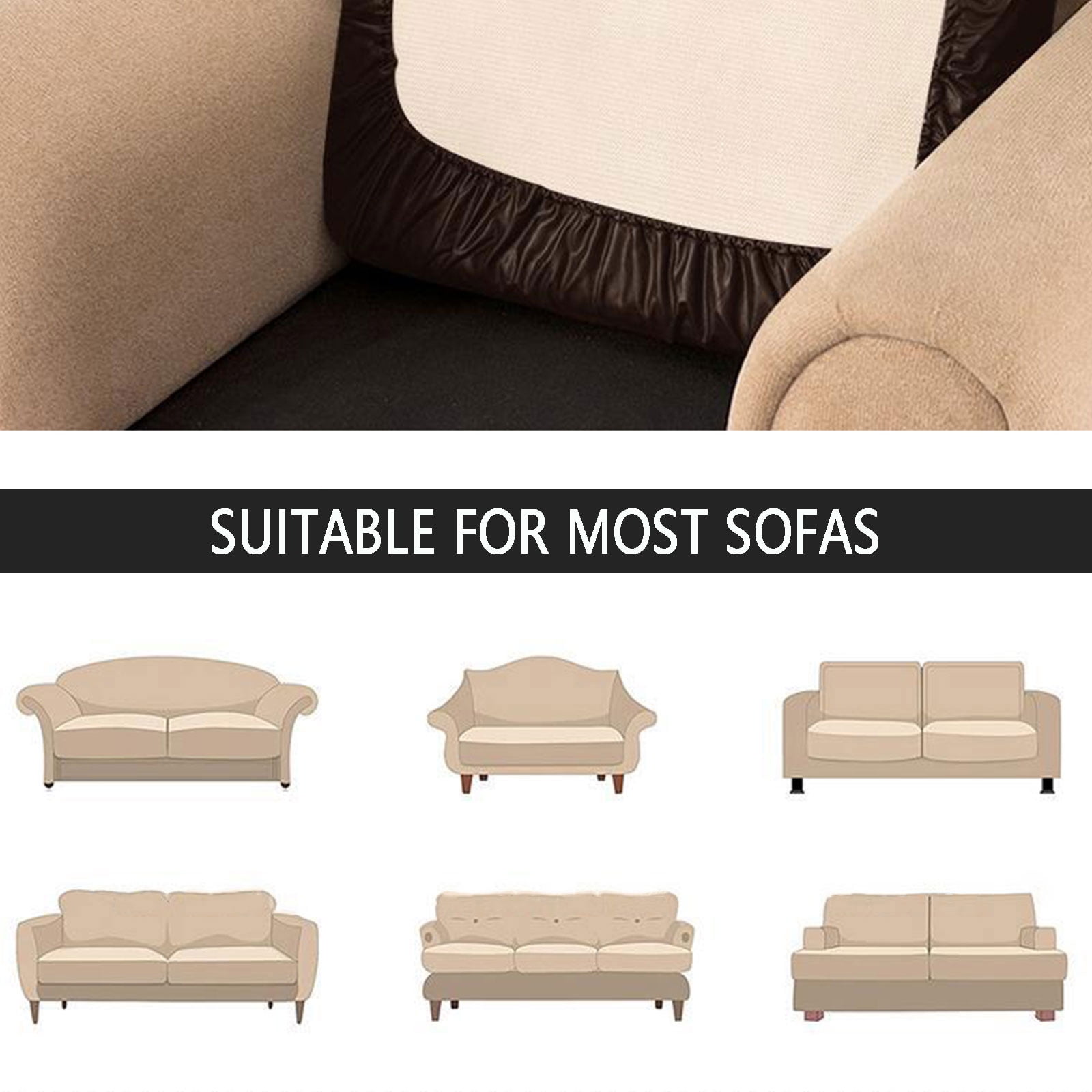 Shukii PU Waterproof Couch Cushion Covers Sofa Seat Covers Stretch Sofa Slip Covers Combination Sofa Cover Couch Sofa Covers For Pets With Elastic Bottom 3 Cushion Sofa,Black