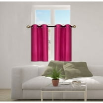 N25 Hot Pink 1-Set Solid Faux Silk Grommet Top Small Window Curtain, 2 Semi Sheer Tier Panels 30" W x 36" L (Each Tier)