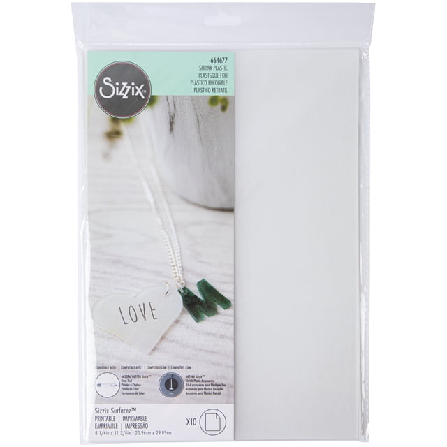 Sizzix Surfacez Plastique Rétractable 8,5 Pouces X 11 Pouces 10/paquet - Imprimable