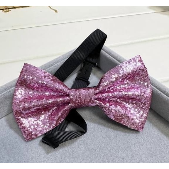 TELOLY Men Glitter Bow Tie Pre Tied Adjustable Sequin Bow Tie PU Leather Bow Tie Accessory for Formal Events Parties and Weddings