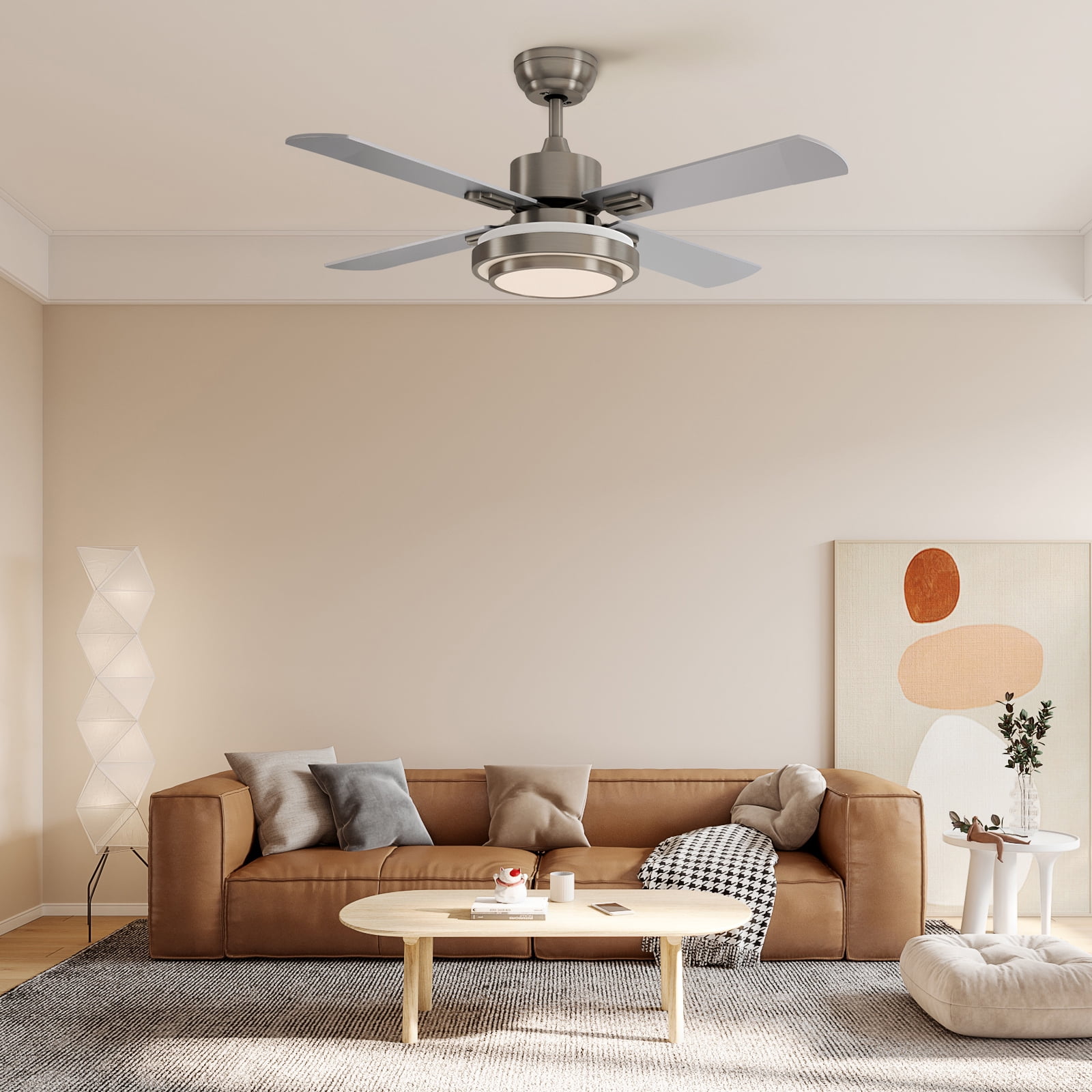 Warmiplanet 2-Pack 44" Modern Ceiling Fan with Light & Remote, Sand Nickel, Dual-Color Blades, DC Motor, 6 Speeds, 3-Color Light, Reversible, Timer