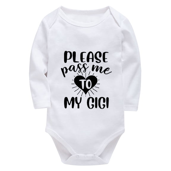 Please Pass Me To My Gigi Coming Home Outfit for Baby Girl Newborn Long Sleeve Baby Boys' Bodysuits White Baby Girl Rompers