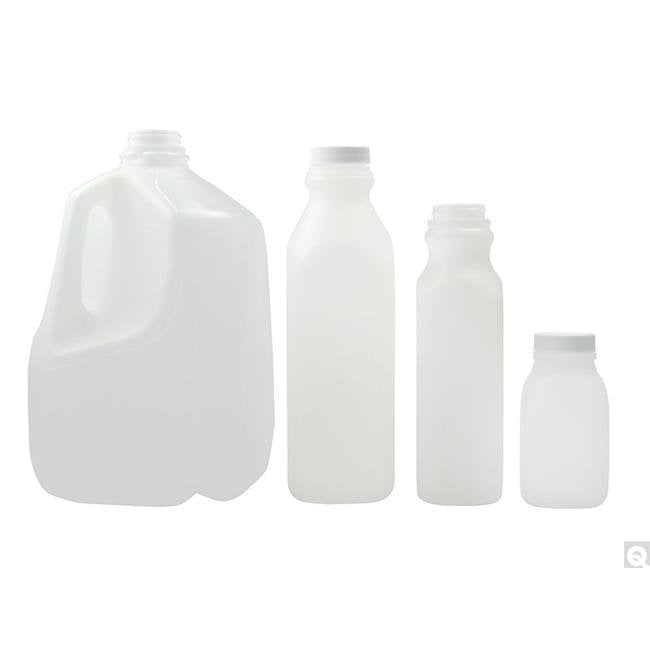 8 oz Natural HDPE Dairy Jug with 38400 White Polypropylene Sturdee