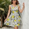thumbnail image 3 of Lemon Pattern Women's Tank Dress V Neck Sleeveless Summer Sundress, 3 of 7
