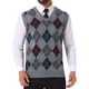 thumbnail image 1 of INSPIRE CHIC Chaleco de Suéter Sin Mangas de V-Cuello de Cuadros Argyle para Hombre S Gris Claro, 1 of 5