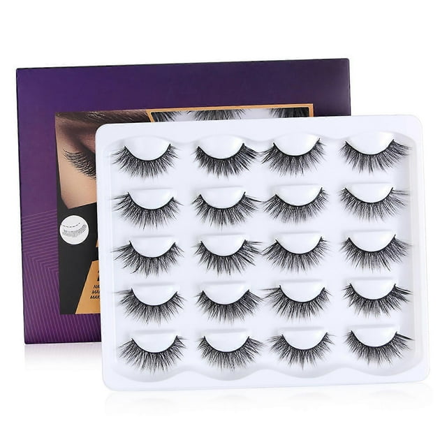 10 Pairs False Eyelashes Artificial Hair Volume Curly Soft Stem Reusable 3D Fake Lashes for Makeup