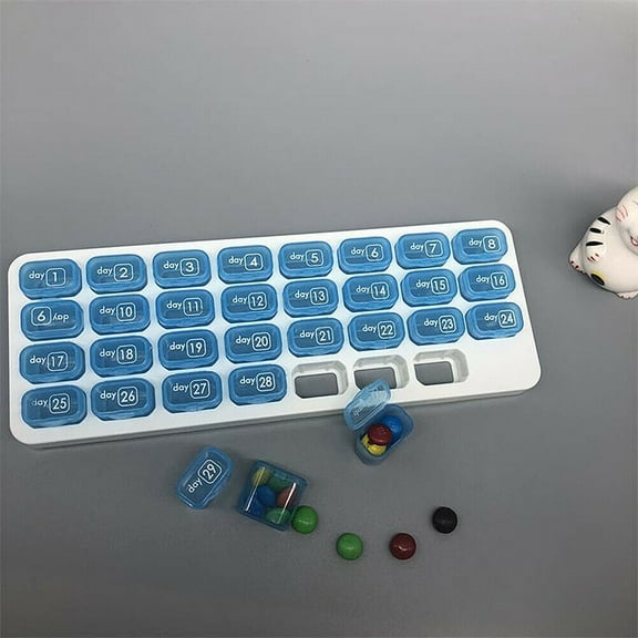 31 Day Monthly Pill Organizer Medication Pod Compartment Planner Box Plastic