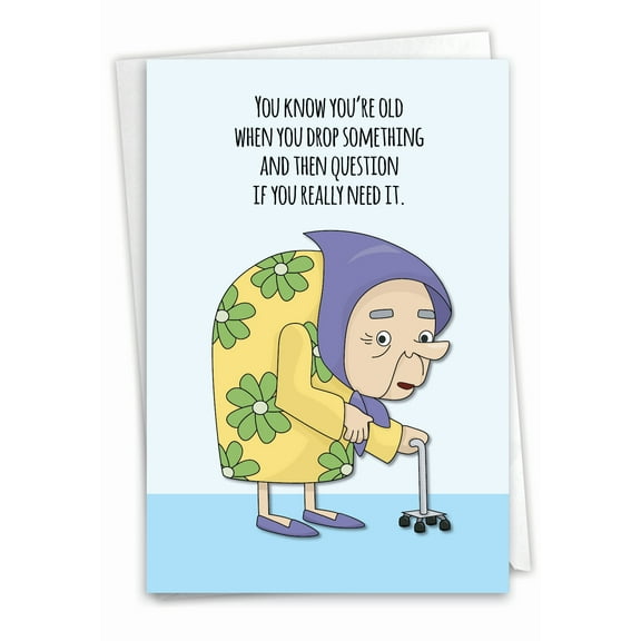 NobleWorks Funny Birthday Greeting Card with 5 x 7 Inch Envelope (1 Card) Bday Drop Something C2338BDG