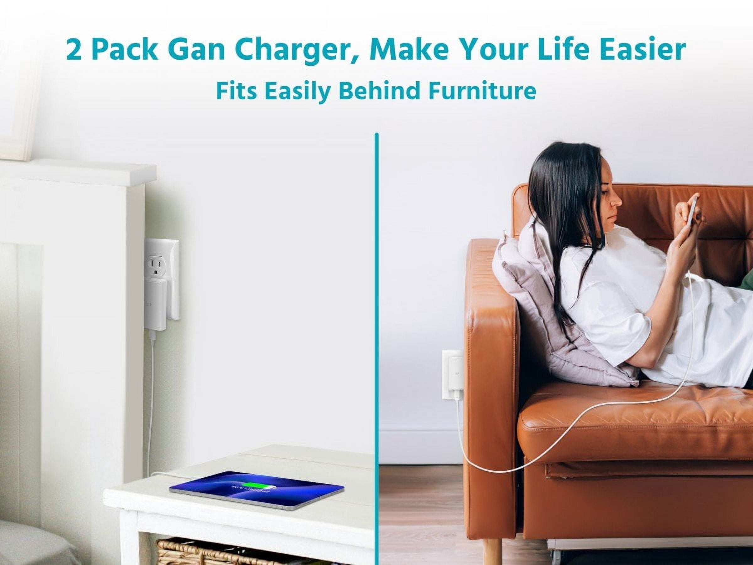 Monoprice 2-Pack 35W Ultra Slim USB-C GaN Charger - Fast Charge, Foldable, PD3.1 & PPS