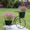 thumbnail image 4 of 10 Bundles Artificial Plants Outdoor Fake Grass with Flowers UV Resistant Greenery Garden Porch Window Box Decorating (White), 4 of 5