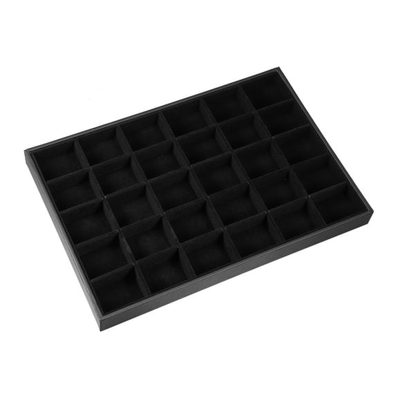 30 Grid Jewelry Tray Stackable Tray Showcase for Rings Earrings Necklace Bracelet Pendants Black
