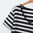 thumbnail image 4 of Puntoco Womens Summer Striped T-Shirts Short Sleeve V Neck Dolman Tops with Side Shirring Loose Fit Shirts Spring Fashion, 4 of 7