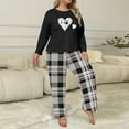 thumbnail image 4 of Mifsaly Plus Size Pajamas for Women Set Oversized Lounge 2 Piece Crewneck Long Sleeve Comfy Nightwear Cute Hearts Print Sleepwear Plaid Loose High Waist Pants Xl-5Xl Casual Homewear, 4 of 4