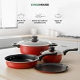 thumbnail image 2 of Juego de Ollas, Sartenes, Comal de Carbono Antiadherente y Utensilios de Cocina Silicona 16 Pzas rojo 16, 2 of 7
