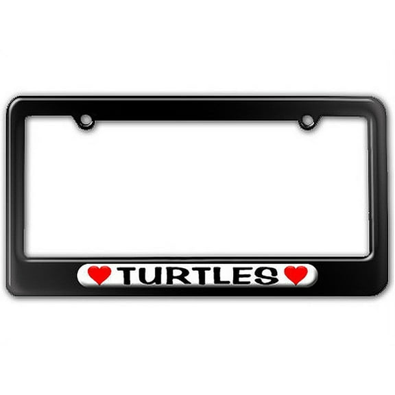 Turtles Love with Hearts License Plate Frame