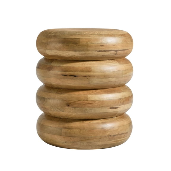 Ellery Round Stacked Wood Side Table in Natural