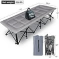 thumbnail image 3 of XXL Camping Cot for Adults 500lbs,79" L x 29.5" W x 18" H Oversized Sleeping Cot with Pad and Pillow, Camp Cot Bed for Tent, Office, 3 of 17