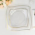 thumbnail image 5 of Balsa Circle 10 Square Clear 10" Disposable Salad Plastic Plates Wavy Gold Trim Party Events Tableware Decorations, 5 of 8