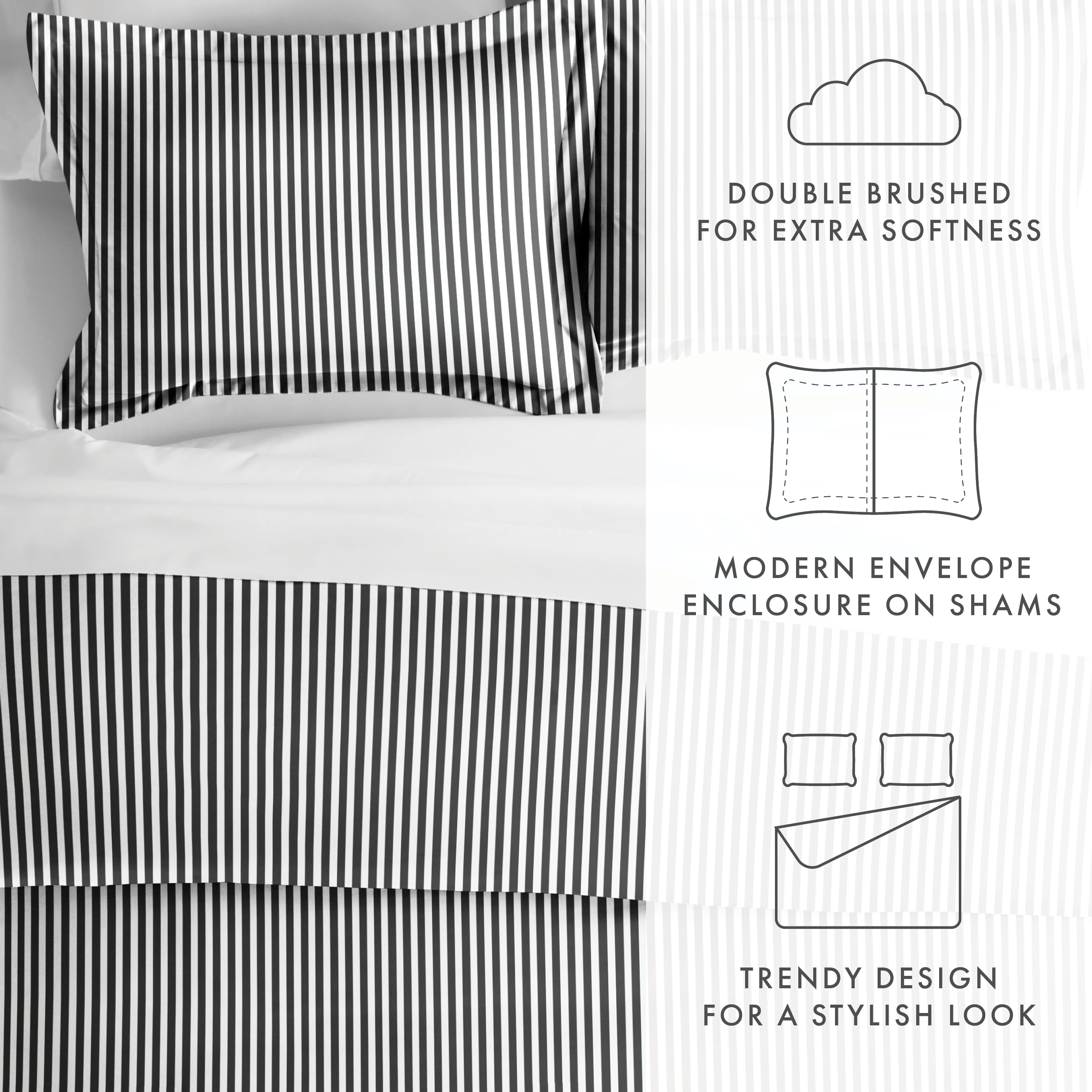 Noble Linens Gray Ribbon Pattern Duvet Set 2-Piece Duvet Cover Set, Twin/TwinXL